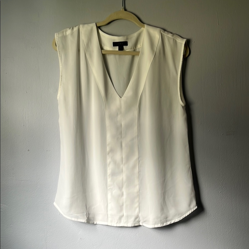 J. Crew Cream Sleeveless V-neck Blouse